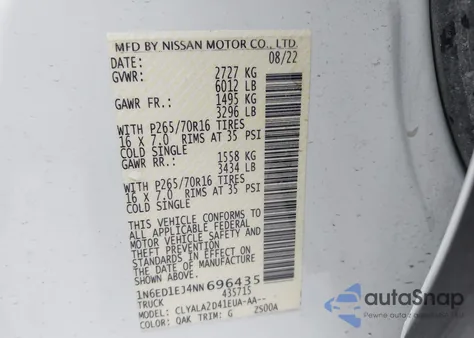 2022 Nissan Frontier S 4X2 z USA, uszkodzony, nr VIN 1N6ED1EJ4NN696435